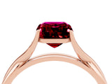Rose gold Emerald Cut Garnet Solitaire Twist Band Prong Setting Ring_52