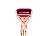 Rose gold Emerald Cut Garnet Solitaire Twist Band Prong Setting Ring_53