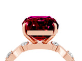 Rose gold Emerald Cut Garnet Solitaire Twisted Band with Round  Accents and Prong Setting_16