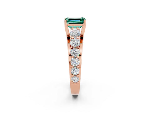 Rose gold Emerald Cut Green Sapphire Engagement Ring with Pavé Band and Four-Prong Setting_2