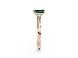 Rose gold Emerald Cut Green Sapphire Engagement Ring with Side Stone Accents and Four-Prong Setting_29
