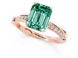 Rose gold Emerald Cut Green Sapphire Engagement Ring with Side Stone Accents and Four-Prong Setting_61
