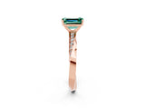 Rose gold Emerald Cut Green Sapphire Engagement Ring with Side Stone Accents and Four-Prong Setting_62