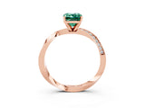 Rose gold Emerald Cut Green Sapphire Engagement Ring with Side Stone Accents and Four-Prong Setting_63