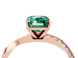 Rose gold Emerald Cut Green Sapphire Engagement Ring with Side Stone Accents and Four-Prong Setting_64