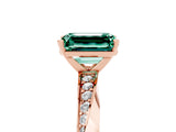 Rose gold Emerald Cut Green Sapphire Engagement Ring with Side Stone Accents and Four-Prong Setting_65