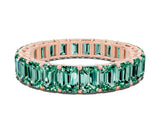 Rose gold Emerald Cut Green Sapphire Eternity Band with Shared Prong Setting_6