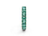 Rose gold Emerald Cut Green Sapphire Eternity Band with Shared Prong Setting_8