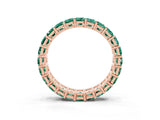 Rose gold Emerald Cut Green Sapphire Eternity Band with Shared Prong Setting_9