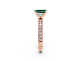 Rose gold Emerald Cut Green Sapphire Milgrain Pavé Engagement Ring with Four-Prong Setting_14