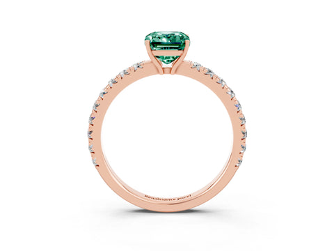 Rose gold Emerald Cut Green Sapphire Pavé Solitaire Engagement Ring with Four-Prong Setting_15
