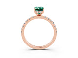 Rose gold Emerald Cut Green Sapphire Pave Band Solitaire Ring with Four-Prong Setting_27