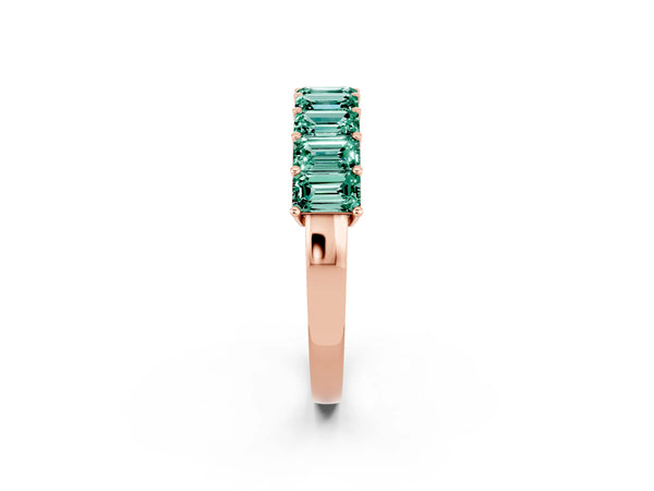 Rose gold Emerald Cut Green Sapphire Prong-Set Eternity Band