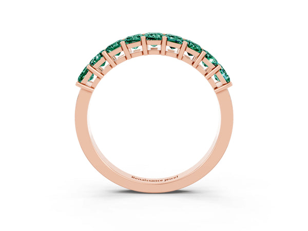 Rose gold Emerald Cut Green Sapphire Prong-Set Eternity Band