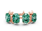 Rose gold Emerald Cut Green Sapphire Prong-Set Half Eternity Band_18
