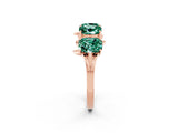 Rose gold Emerald Cut Green Sapphire Prong-Set Half Eternity Band_20