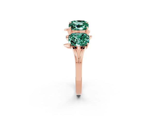 Rose gold Emerald Cut Green Sapphire Prong-Set Half Eternity Band