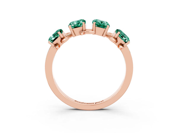 Rose gold Emerald Cut Green Sapphire Prong-Set Half Eternity Band
