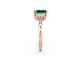 Rose gold Emerald Cut Green Sapphire Ring with Side Stones and Four-Prong Setting_38