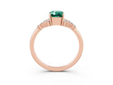 Rose gold Emerald Cut Green Sapphire Ring with Side Stones and Four-Prong Setting_39