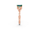 Rose gold Emerald Cut Green Sapphire Solitaire Celtic Knot Ring with Four-Prong Setting_14