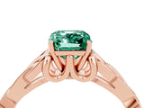 Rose gold Emerald Cut Green Sapphire Solitaire Celtic Knot Ring with Four-Prong Setting_16