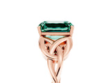 Rose gold Emerald Cut Green Sapphire Solitaire Celtic Knot Ring with Four-Prong Setting_17