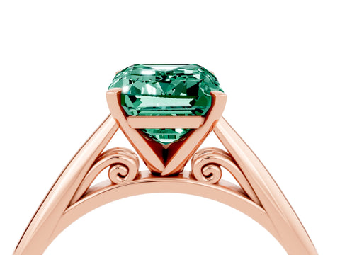 Rose gold Emerald Cut Green Sapphire Solitaire Engagement Ring with Cathedral Setting and Four-Prong Mount_16