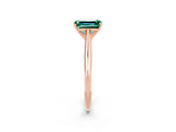 Rose gold Emerald Cut Green Sapphire Solitaire Engagement Ring with Cathedral Setting and Four-Prong Mount_26