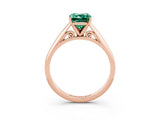 Rose gold Emerald Cut Green Sapphire Solitaire Engagement Ring with Cathedral Setting and Four-Prong Mount_27