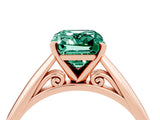 Rose gold Emerald Cut Green Sapphire Solitaire Engagement Ring with Cathedral Setting and Four-Prong Mount_28