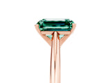 Rose gold Emerald Cut Green Sapphire Solitaire Engagement Ring with Cathedral Setting and Four-Prong Mount_29