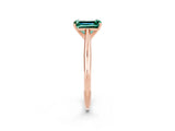 Rose gold Emerald Cut Green Sapphire Solitaire Engagement Ring with Cathedral Setting and Four-Prong Mount_74