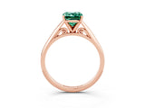 Rose gold Emerald Cut Green Sapphire Solitaire Engagement Ring with Cathedral Setting and Four-Prong Mount_75