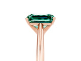 Rose gold Emerald Cut Green Sapphire Solitaire Engagement Ring with Cathedral Setting and Four-Prong Mount_77