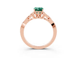 Rose gold Emerald Cut Green Sapphire Solitaire Engagement Ring with Celtic Knot Band and Four-Prong Setting_3