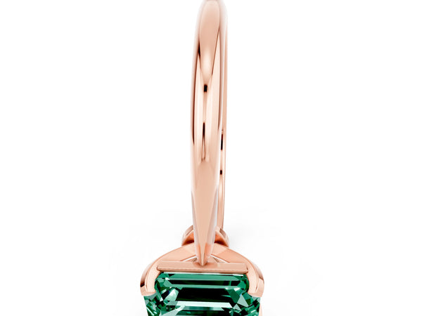 Rose gold Emerald Cut Green Sapphire Solitaire Engagement Ring with Classic Band and Four-Prong Setting