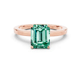 Rose gold Emerald Cut Green Sapphire Solitaire Engagement Ring with Classic Band and Four-Prong Setting_24