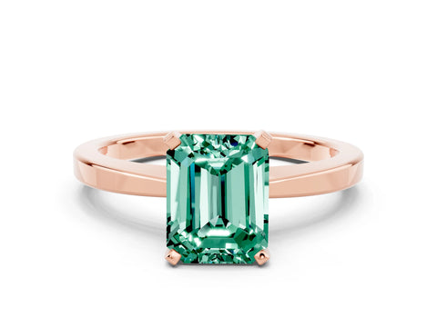 Rose gold Emerald Cut Green Sapphire Solitaire Engagement Ring with Classic Band and Four-Prong Setting_24