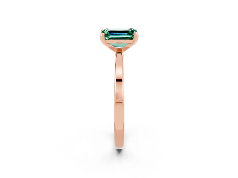 Rose gold Emerald Cut Green Sapphire Solitaire Engagement Ring with Classic Band and Four-Prong Setting_26