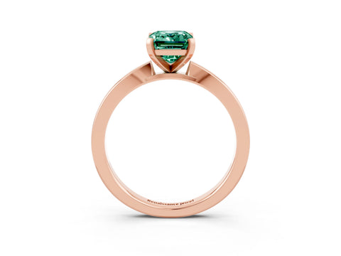 Rose gold Emerald Cut Green Sapphire Solitaire Engagement Ring with Classic Band and Four-Prong Setting_27