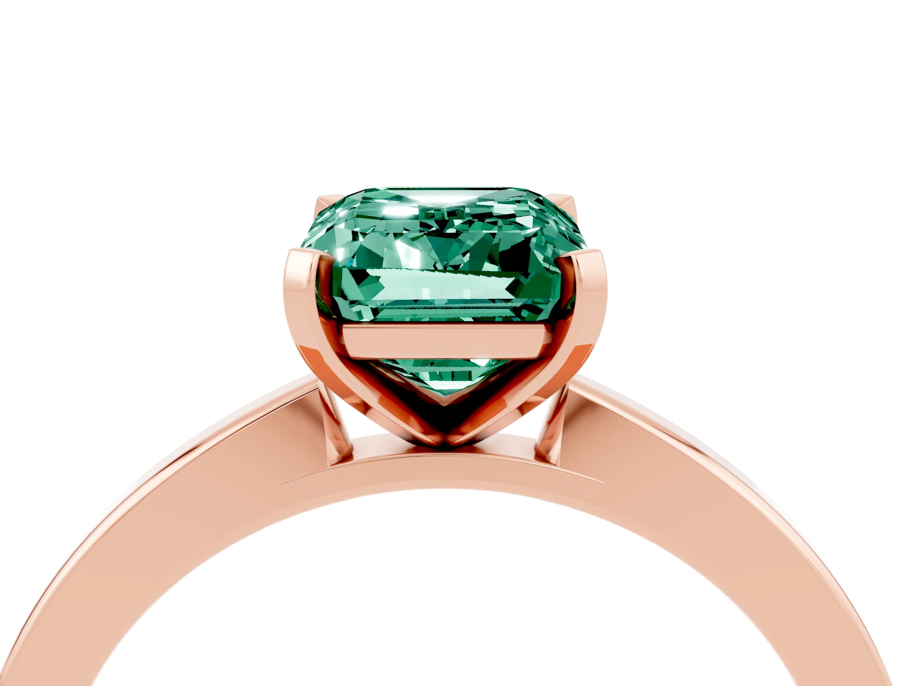 Rose gold Emerald Cut Green Sapphire Solitaire Engagement Ring with Classic Band and Four-Prong Setting_28