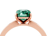 Rose gold Emerald Cut Green Sapphire Solitaire Engagement Ring with Classic Band and Four-Prong Setting_28