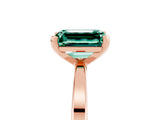 Rose gold Emerald Cut Green Sapphire Solitaire Engagement Ring with Classic Band and Four-Prong Setting_29