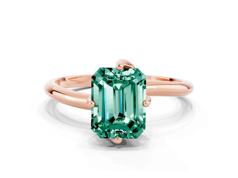 Rose gold Emerald Cut Green Sapphire Solitaire Engagement Ring with Four-Prong Setting and Classic Band_12