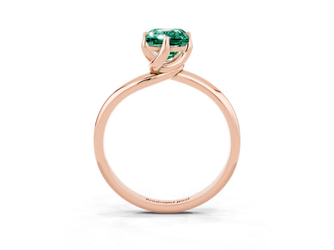 Rose gold Emerald Cut Green Sapphire Solitaire Engagement Ring with Four-Prong Setting and Classic Band_15