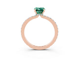 Rose gold Emerald Cut Green Sapphire Solitaire Engagement Ring with Pavé Band and Four-Prong Setting_3