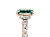 Rose gold Emerald Cut Green Sapphire Solitaire Engagement Ring with Pavé Band and Four-Prong Setting_5