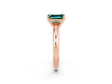 Rose gold Emerald Cut Green Sapphire Solitaire Engagement Ring with Round Band and Four-Prong Setting_2