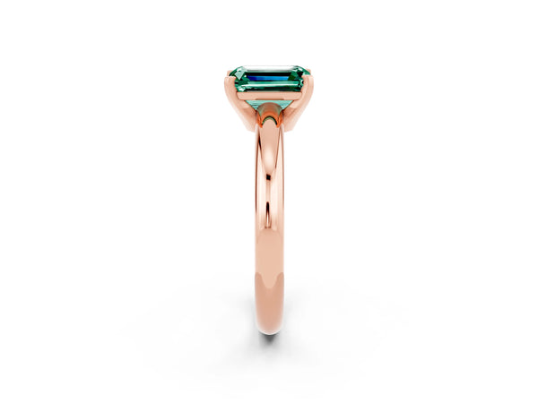 Rose gold Emerald Cut Green Sapphire Solitaire Engagement Ring with Round Band and Four-Prong Setting